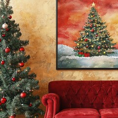 Wall Mural - Festive Christmas tree