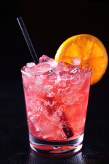 Poster - A clear liquid in a glass with a straw, perfect for a refreshing beverage