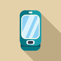 Poster - minimalist vector illustration of a smartphone with its screen illuminated, casting a long shadow on