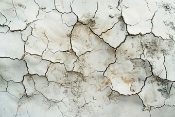 Aufkleber - A close-up view of a cracked and worn-out white wall, suitable for use in architectural, interior design, or real estate context