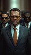 © Ilona - A Polish businessman in a suit leads a group of bodyguards, all wearing sunglasses, exuding confidence in an urban environment.