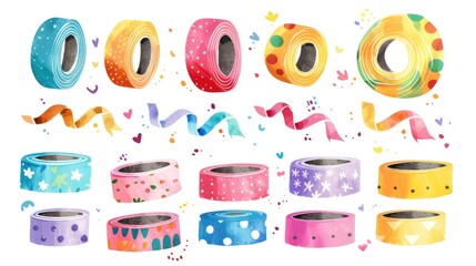 Poster - A selection of colorful washi tapes with various designs
