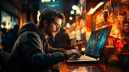 Poster - A data analyst examining complex financial data on multiple monitors in a modern office