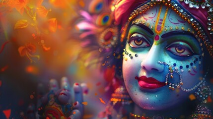 Poster - Close-up shot of a woman's face with vibrant, bold makeup