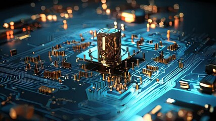 Poster - Circuit board close-up. Technology background