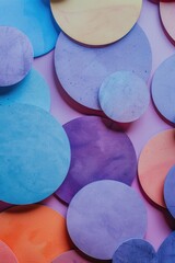 Poster - A collection of colorful circles arranged on a pink background