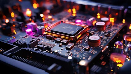 Poster - Circuit board close-up. Technology background