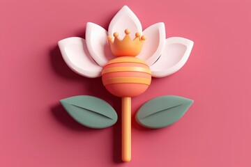 Wall Mural - 3D Render of a Flower with a Crown