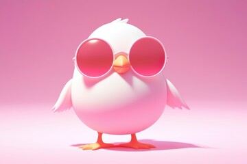 Poster - Cute Chick Wearing Pink Sunglasses