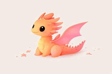 Sticker - Cute Cartoon Dragon with Big Eyes