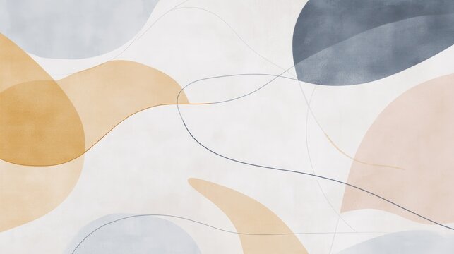 A minimalist abstract background with soft, pastel-colored shapes and lines, creating a calm visual space -