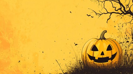 Sticker - Yellow halloween pumpkin background