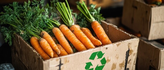 Wall Mural - Crate of Fresh Organic Carrots in a Rustic Setting