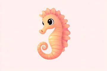 Canvas Print - Adorable Cartoon Seahorse with Big Eyes