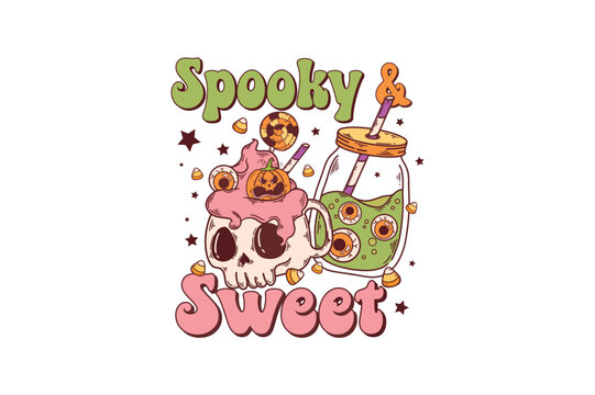 Spooky Sweet, Retro Coffee Halloween quote Sublimation
 