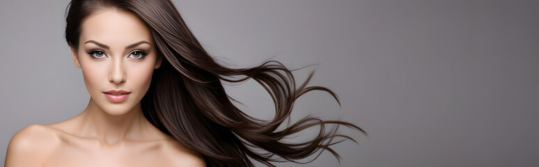 Wall Mural - Professional website header for a hair salon, copy space,