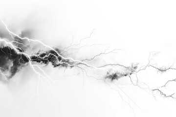 Poster - A close-up shot of a lightning bolt in black and white, capturing the power and intensity of nature