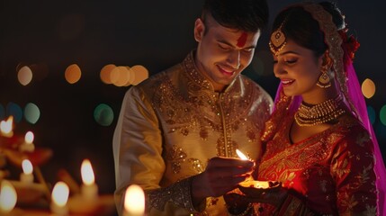Aufkleber - A couple holds a lit candle, symbolizing unity and warmth