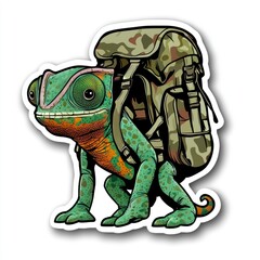 Canvas Print - Chameleon Backpacker -  Adventure Illustration