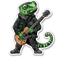 Poster - Lizard Rock Star Playing Guitar