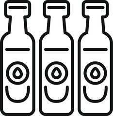 Poster - Three bottles are standing in a row containing essential oil for aromatherapy