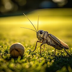 Wall Mural - Cricket isolated on summer background