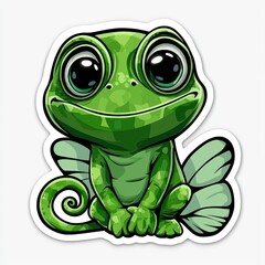 Poster - Cute Cartoon Green Frog with Big Eyes