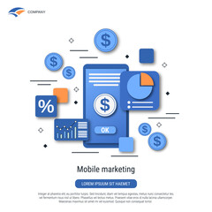 Mobile marketing flat design style vector concept illustration