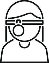 Sticker - Line icon of a doctor wearing a head mirror, typically used for ear, nose, and throat examinations