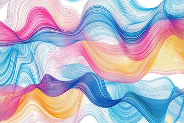 Canvas Print - Abstract Colorful Wavy Lines on White Background