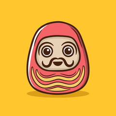 Cute daruma doll cartoon icon illustration. Japanese culture concept illustration