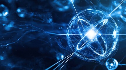 Poster - Abstract blue glowing sphere