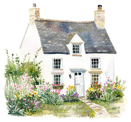 Poster - PNG Charming countryside cottage illustration