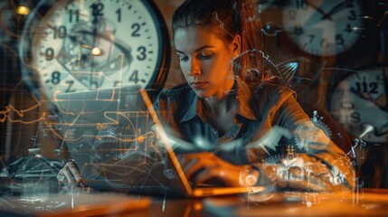 Aufkleber - A person typing away on their laptop