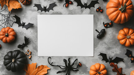 Halloween holiday brings seasonal cheer with orange and white pumpkin decorations, set against a fall background that highlights the vibrant colors of autumn and celebrates the harvest season.