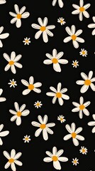 Canvas Print - White daisies on black