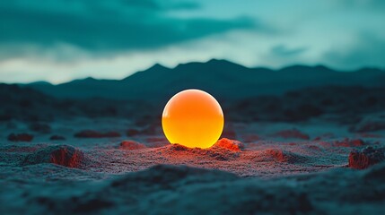 Sticker - Glowing Orb in a Desolate Landscape.