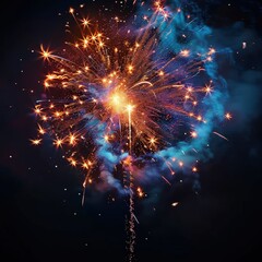 Poster - Fireworks explode in the night sky