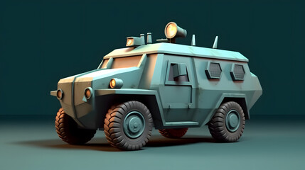 Poster - Armored Car 3d cartoon