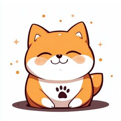 Sticker - Cute Cartoon Shiba Inu Dog Illustration