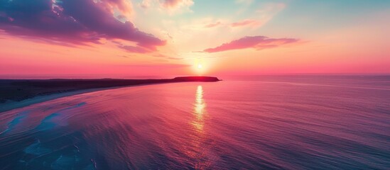 Wall Mural - Beautiful Sunset At Summer Aerial Drone Photo