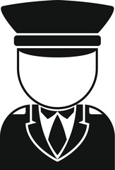 Poster - black and white icon of a pilot wearing a uniform and hat, suitable for avatar or profile picture