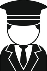 Poster - Black solid icon for driver, taxi, cap, uniform, service, transportation, cab, person