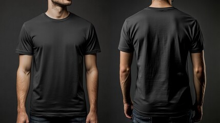 mockup of men's t-shirt in dark charcoal color