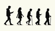 © umut hasanoglu - Silhouettes of people at different life stages from youth to senior age, each holding a smartphone.