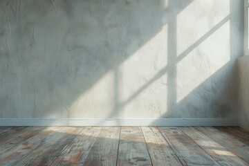 Poster - A simple interior space with a wooden floor and a window, ideal for use in architectural or design projects
