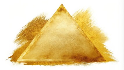 Abstract gold triangle watercolor texture paint stain background with artistic brush strokes