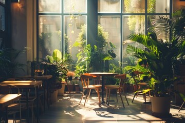 Poster - A room filled with many tables and chairs