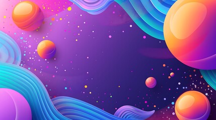 Sticker - Abstract 3D Shapes and Colorful Gradient Background