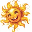 © Aventurine - Bright and cheerful sun, sunny, yellow, happy, summer, clipart, white background, high quality